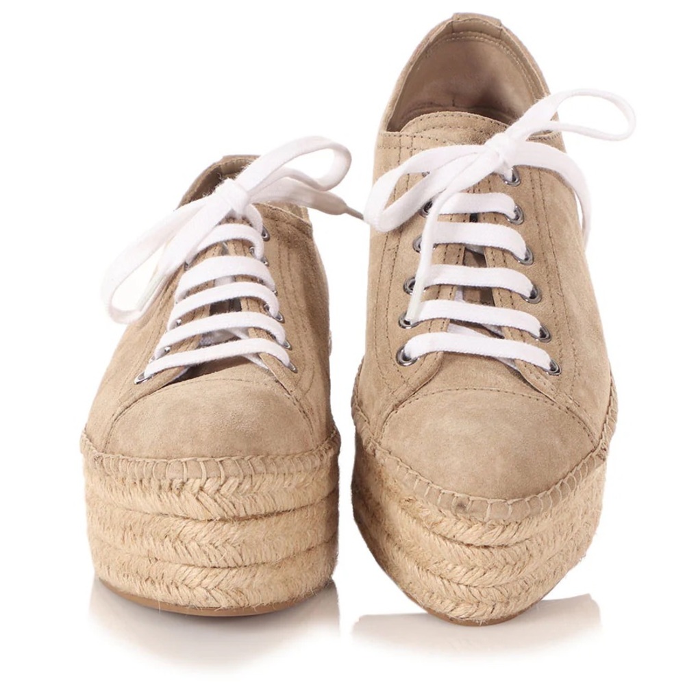 Miu Miu Deserto Suede Espadrille Platform Sneakers - Picture 3 of 16